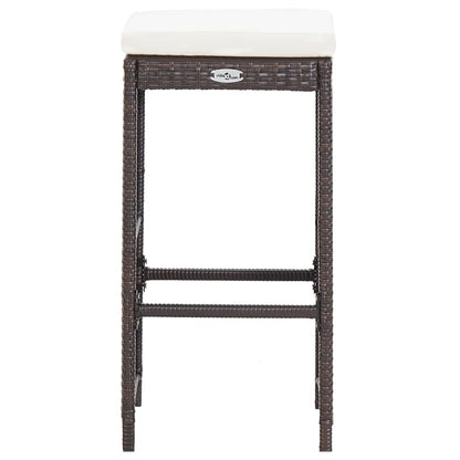 7 Piece Patio Bar Set with Cushions Poly Rattan Brown
