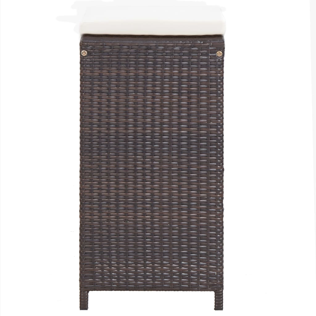 7 Piece Patio Bar Set with Cushions Poly Rattan Brown