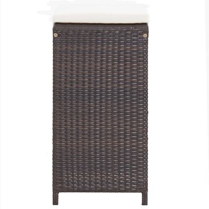 7 Piece Patio Bar Set with Cushions Poly Rattan Brown