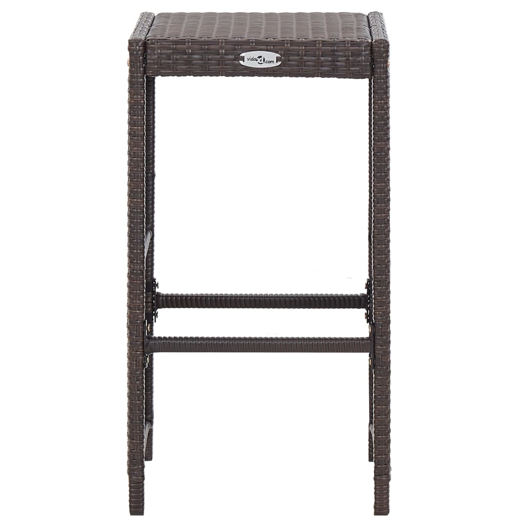 7 Piece Patio Bar Set with Cushions Poly Rattan Brown