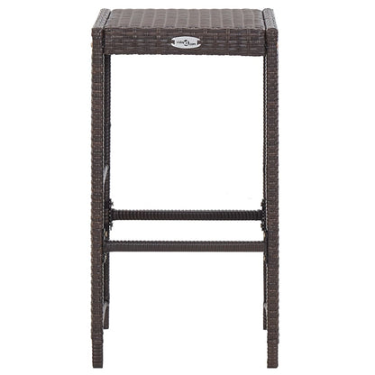 7 Piece Patio Bar Set with Cushions Poly Rattan Brown