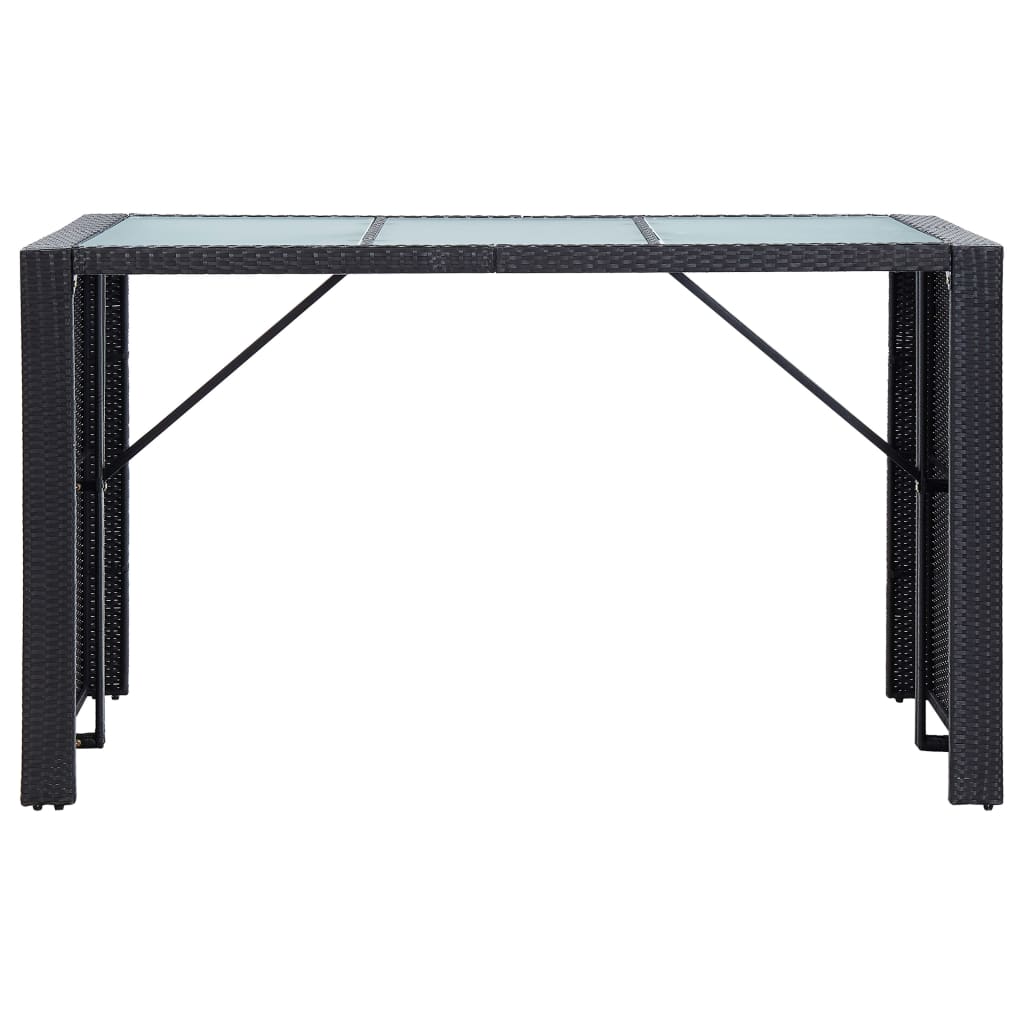 7 Piece Patio Bar Set with Cushions Poly Rattan Black
