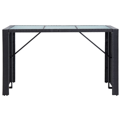7 Piece Patio Bar Set with Cushions Poly Rattan Black