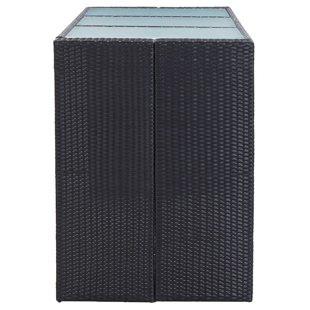 7 Piece Patio Bar Set with Cushions Poly Rattan Black