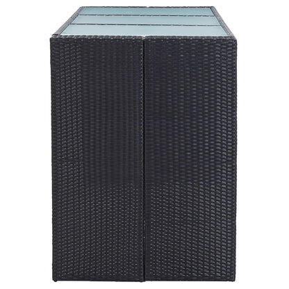 7 Piece Patio Bar Set with Cushions Poly Rattan Black