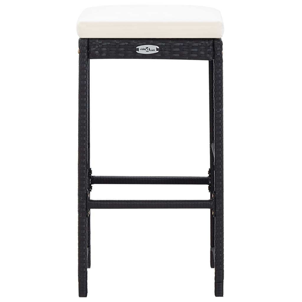7 Piece Patio Bar Set with Cushions Poly Rattan Black