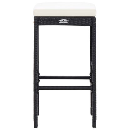 7 Piece Patio Bar Set with Cushions Poly Rattan Black