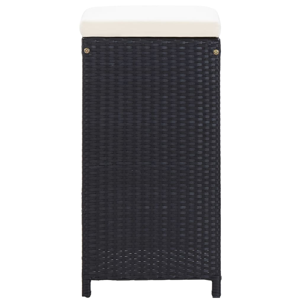 7 Piece Patio Bar Set with Cushions Poly Rattan Black