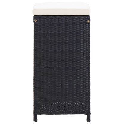 7 Piece Patio Bar Set with Cushions Poly Rattan Black