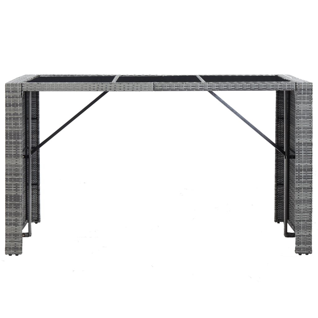 7 Piece Patio Bar Set with Cushions Poly Rattan Gray