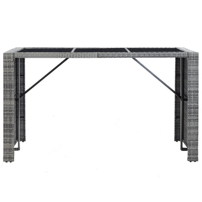7 Piece Patio Bar Set with Cushions Poly Rattan Gray