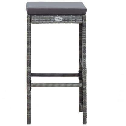 7 Piece Patio Bar Set with Cushions Poly Rattan Gray
