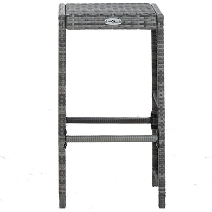 7 Piece Patio Bar Set with Cushions Poly Rattan Gray