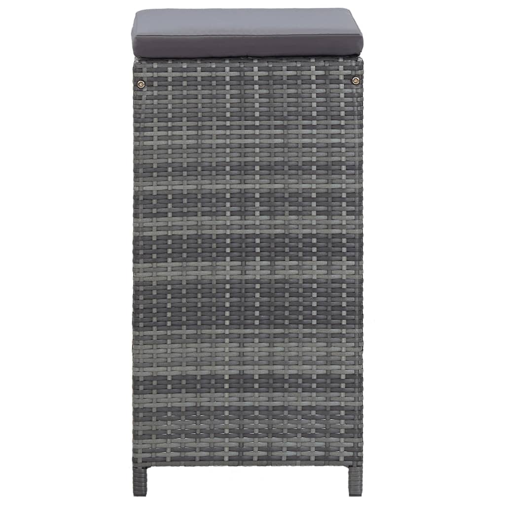 7 Piece Patio Bar Set with Cushions Poly Rattan Gray