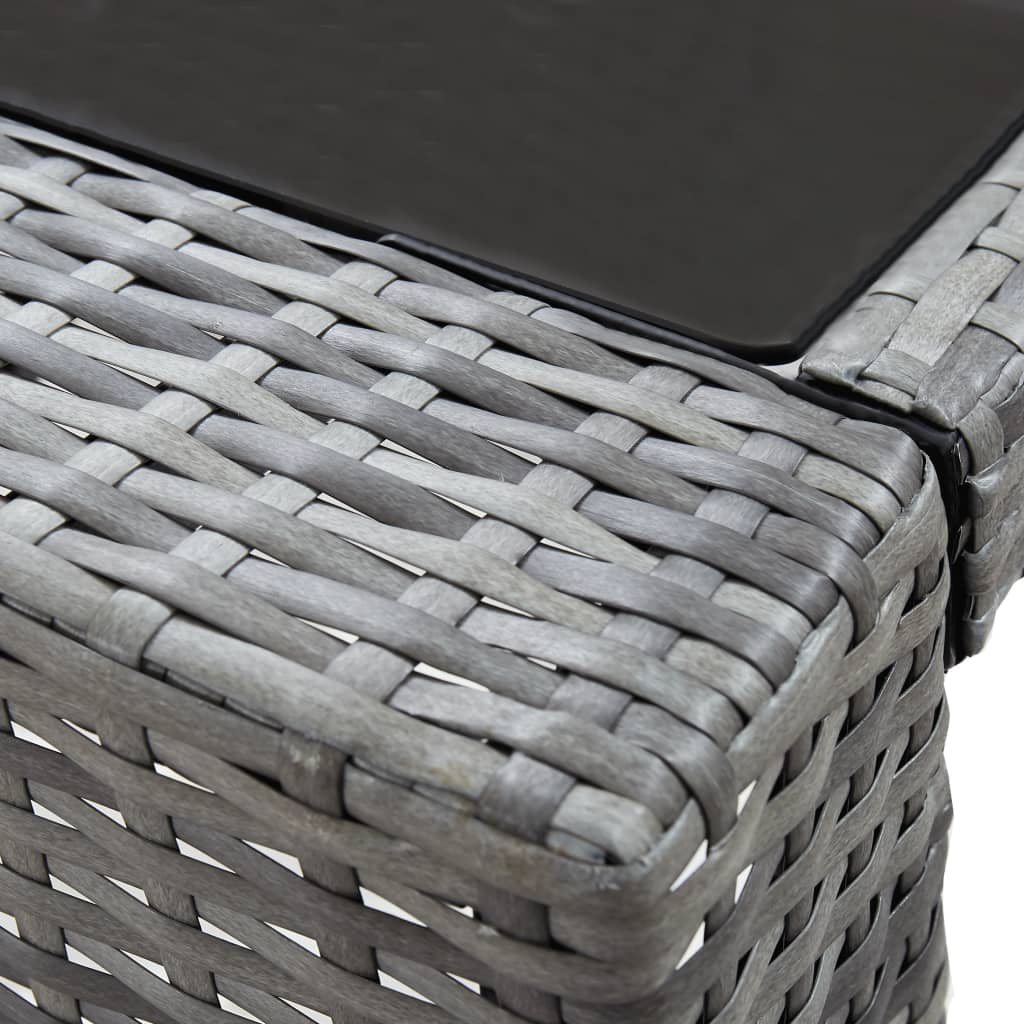 7 Piece Patio Bar Set with Cushions Poly Rattan Gray