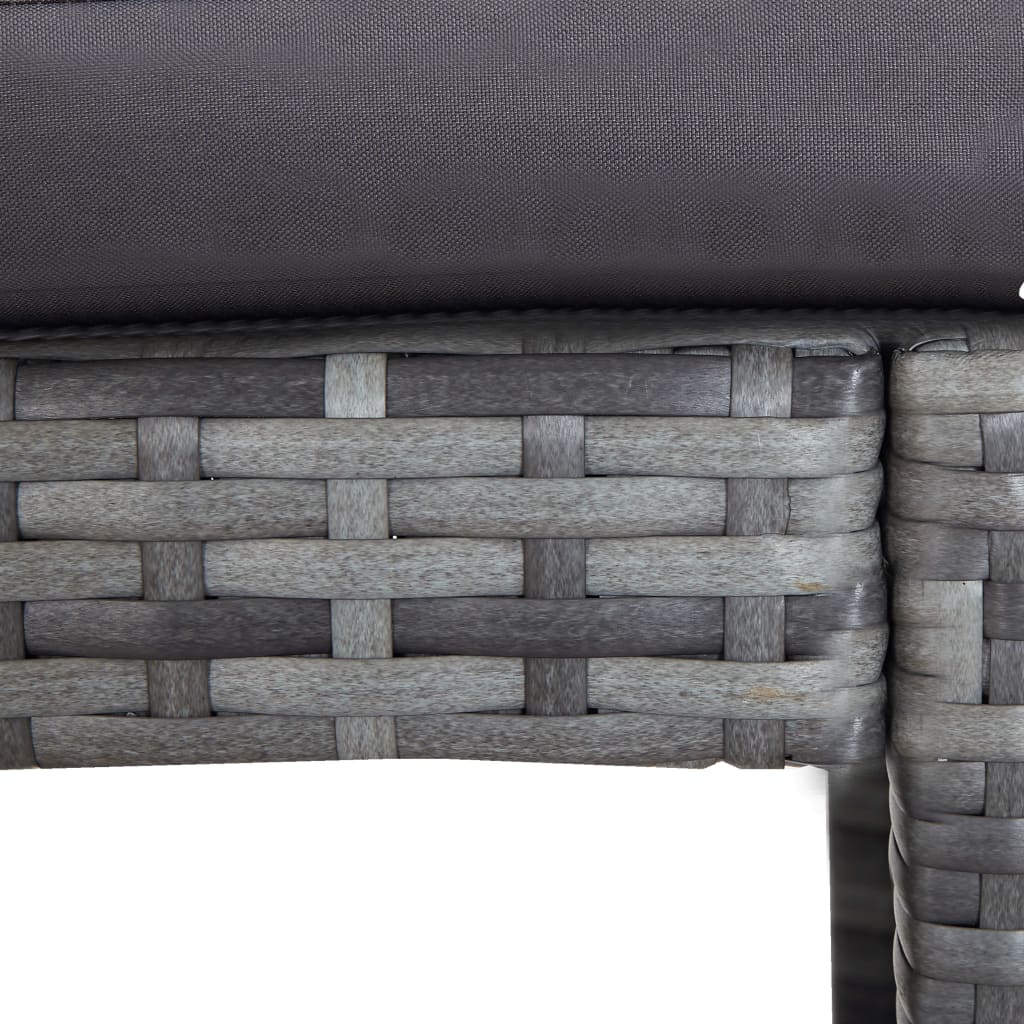 7 Piece Patio Bar Set with Cushions Poly Rattan Gray