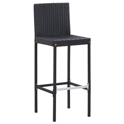 7 Piece Patio Bar Set with Cushions Poly Rattan Black