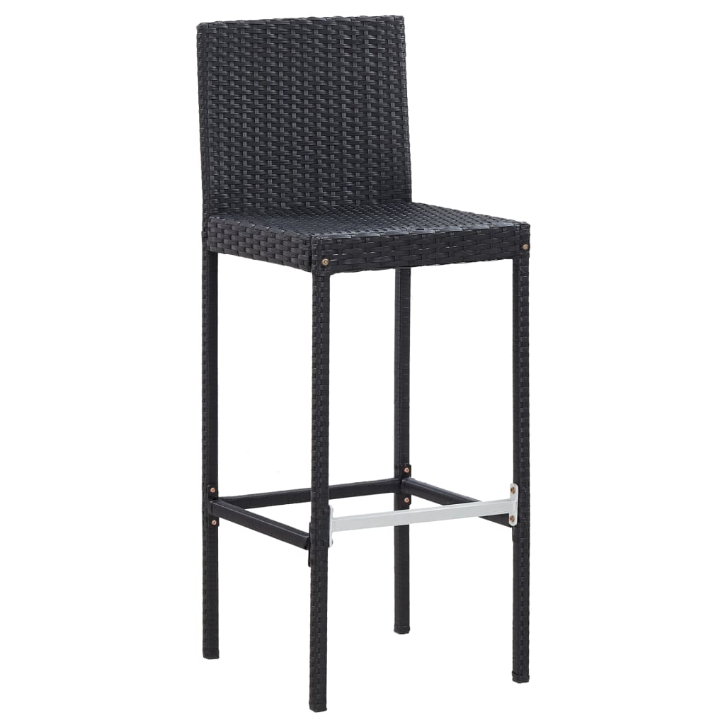 5 Piece Patio Bar Set Poly Rattan and Acacia Wood Black