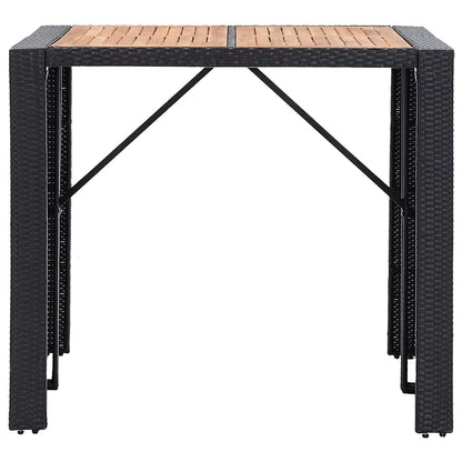 5 Piece Patio Bar Set Poly Rattan and Acacia Wood Black