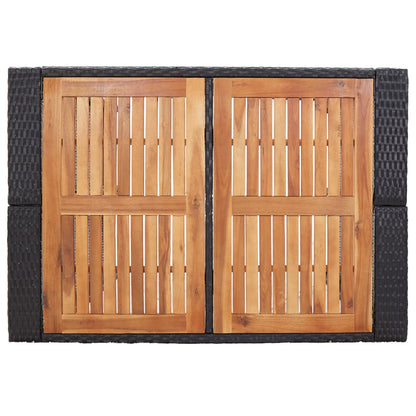 5 Piece Patio Bar Set Poly Rattan and Acacia Wood Black