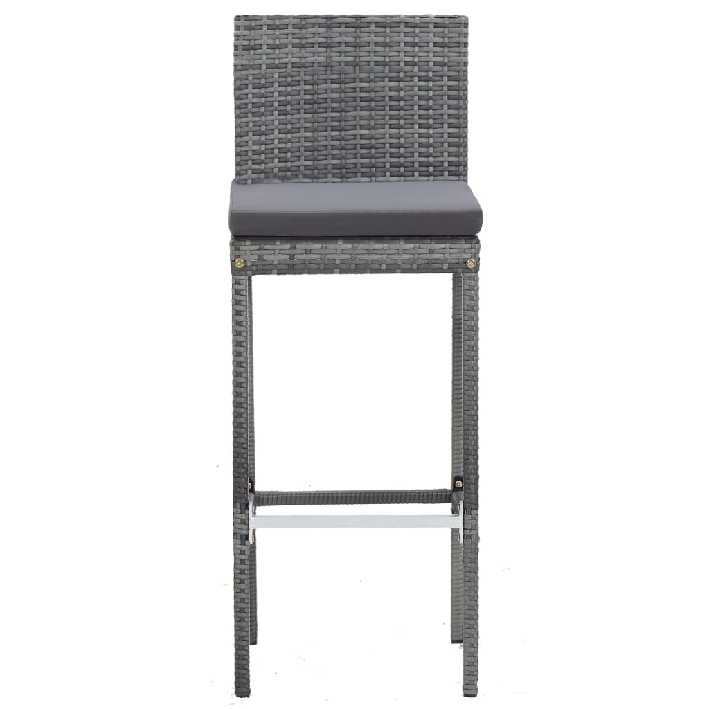 5 Piece Patio Bar Set Poly Rattan and Acacia Wood Gray