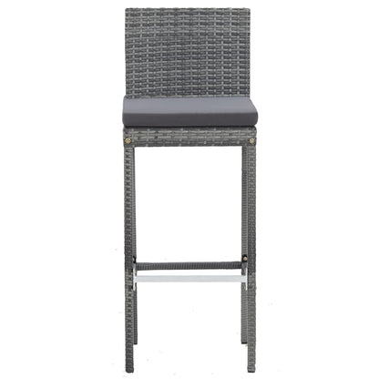 5 Piece Patio Bar Set Poly Rattan and Acacia Wood Gray