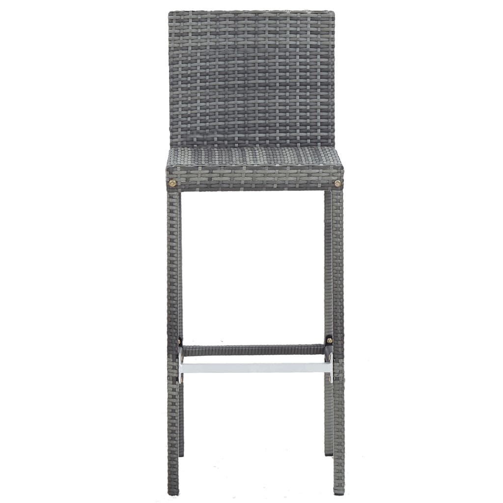 5 Piece Patio Bar Set Poly Rattan and Acacia Wood Gray
