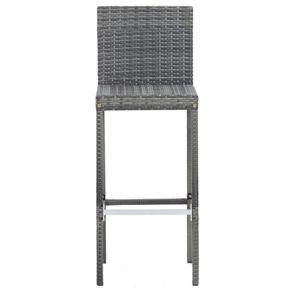 5 Piece Patio Bar Set Poly Rattan and Acacia Wood Gray