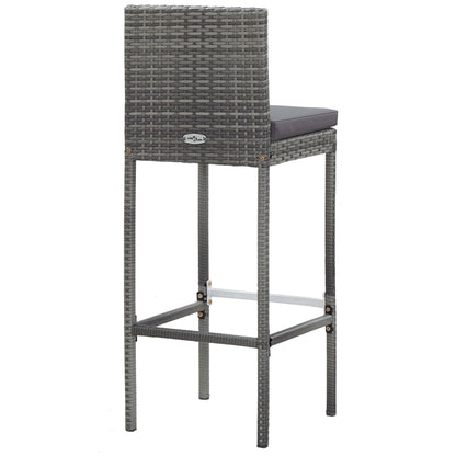 5 Piece Patio Bar Set Poly Rattan and Acacia Wood Gray