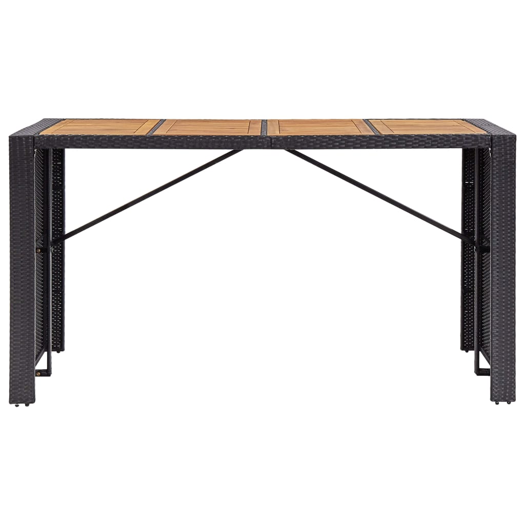 9 Piece Patio Bar Set Poly Rattan and Acacia Wood Black