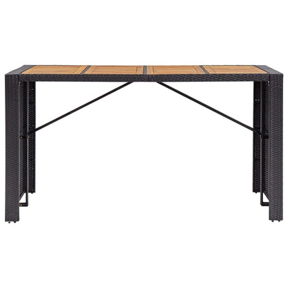 9 Piece Patio Bar Set Poly Rattan and Acacia Wood Black