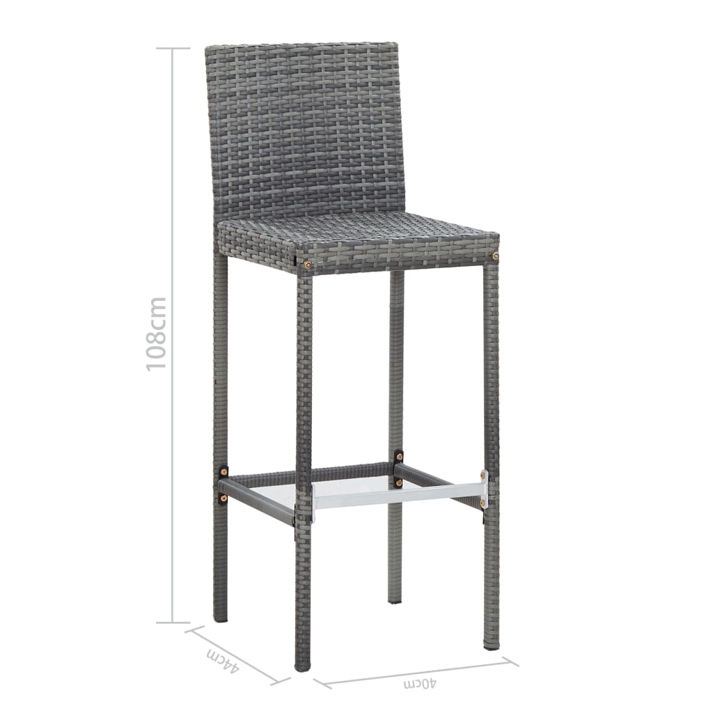 9 Piece Patio Bar Set Poly Rattan and Acacia Wood Gray