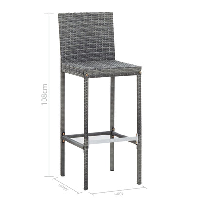 9 Piece Patio Bar Set Poly Rattan and Acacia Wood Gray