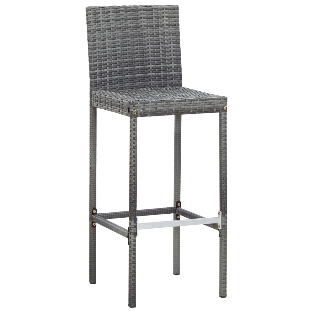 9 Piece Patio Bar Set Poly Rattan and Acacia Wood Gray