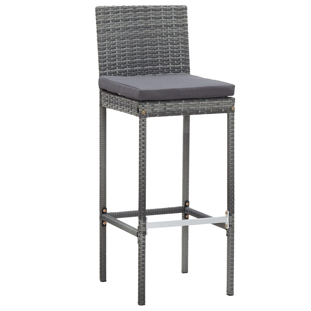 9 Piece Patio Bar Set Poly Rattan and Acacia Wood Gray