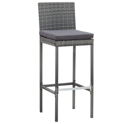 9 Piece Patio Bar Set Poly Rattan and Acacia Wood Gray