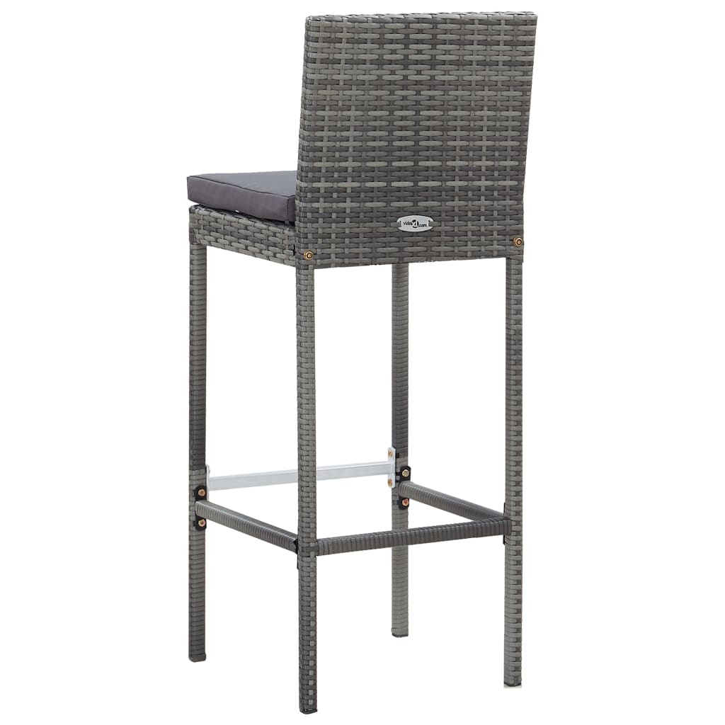 9 Piece Patio Bar Set Poly Rattan and Acacia Wood Gray