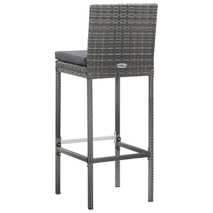 9 Piece Patio Bar Set Poly Rattan and Acacia Wood Gray