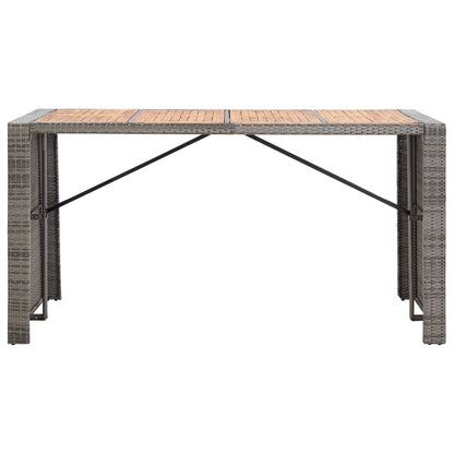 9 Piece Patio Bar Set Poly Rattan and Acacia Wood Gray
