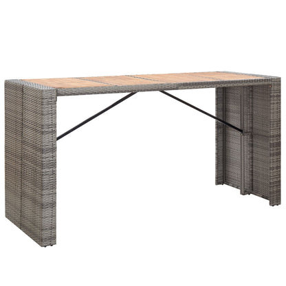 9 Piece Patio Bar Set Poly Rattan and Acacia Wood Gray