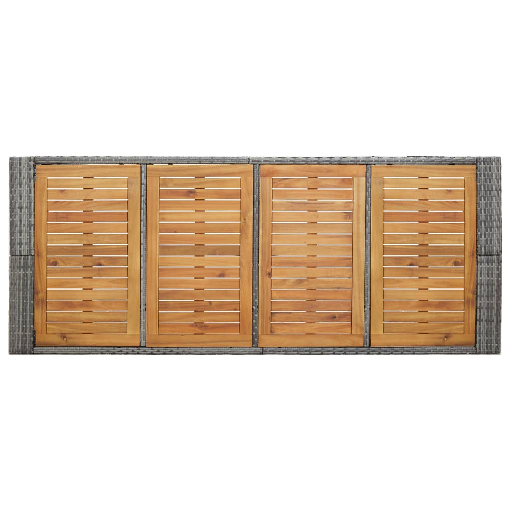 9 Piece Patio Bar Set Poly Rattan and Acacia Wood Gray