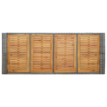 9 Piece Patio Bar Set Poly Rattan and Acacia Wood Gray