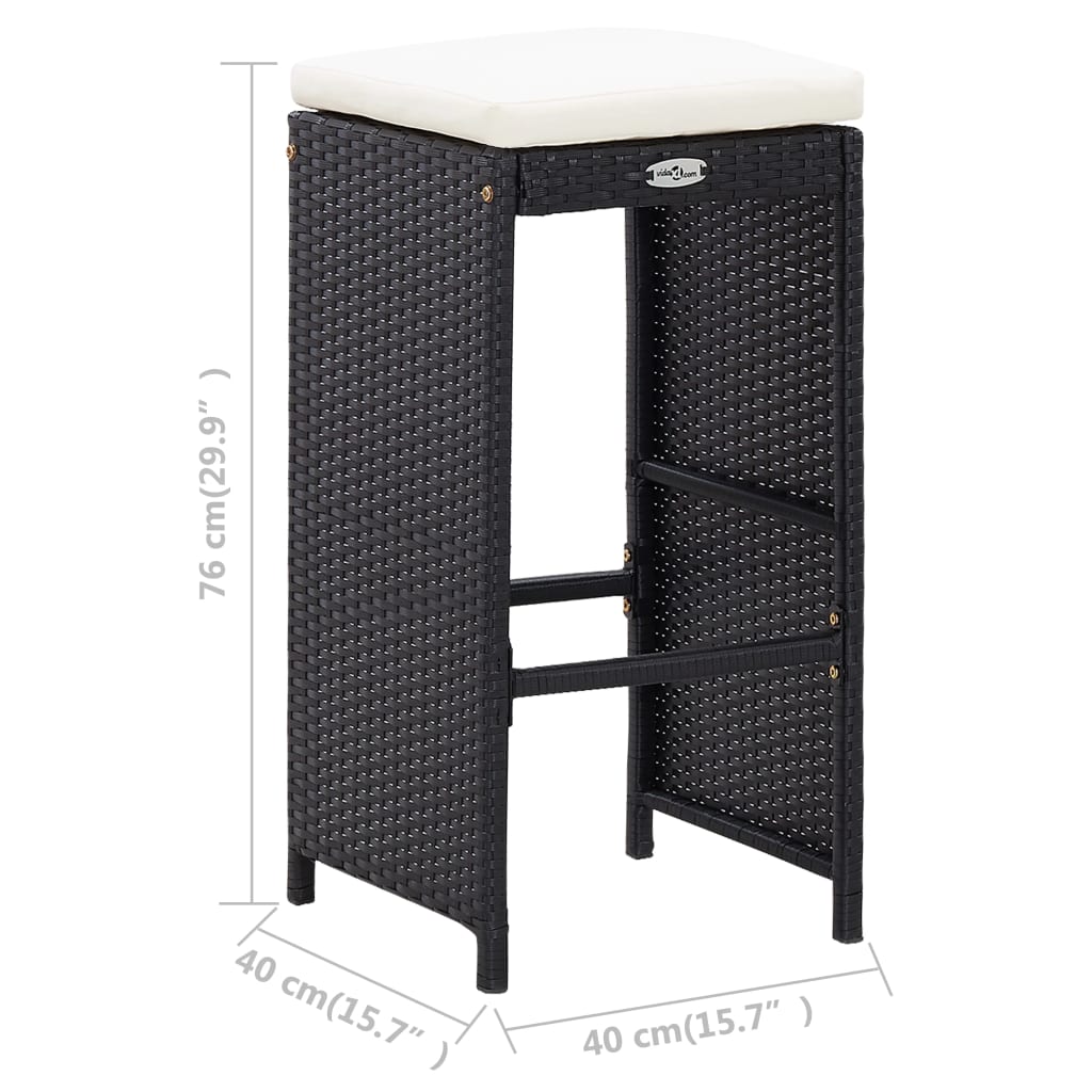 5 Piece Patio Bar Set Poly Rattan and Glass Black