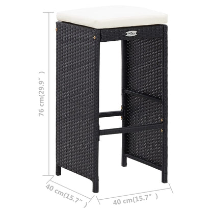 5 Piece Patio Bar Set Poly Rattan and Glass Black