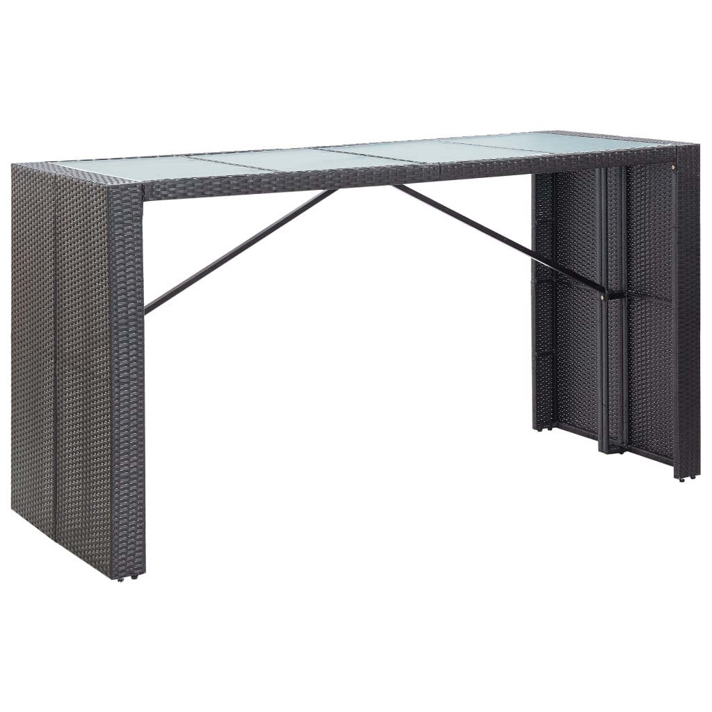 9 Piece Patio Bar Set Poly Rattan Black