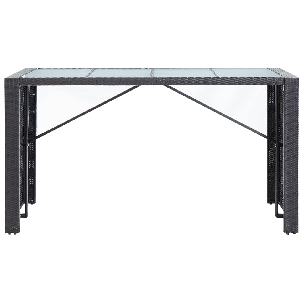 9 Piece Patio Bar Set Poly Rattan Black