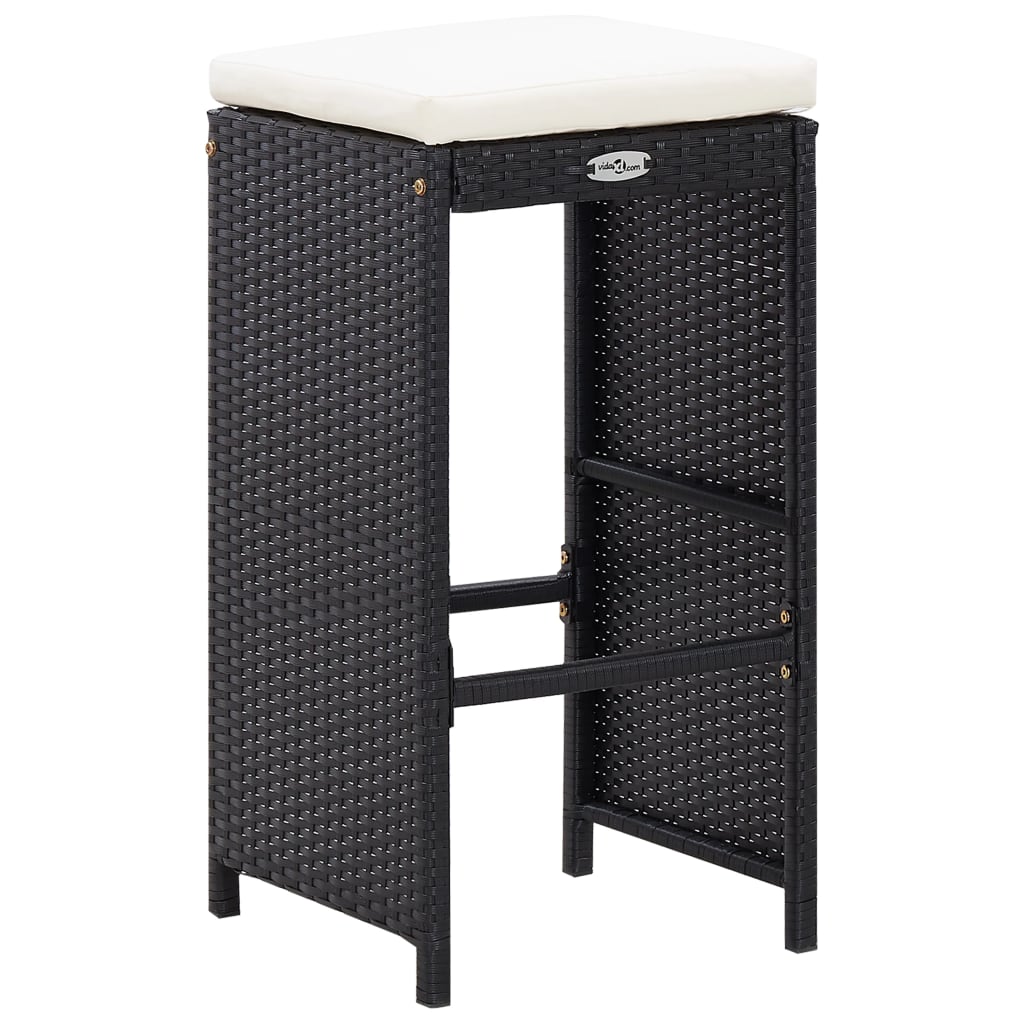 9 Piece Patio Bar Set Poly Rattan Black