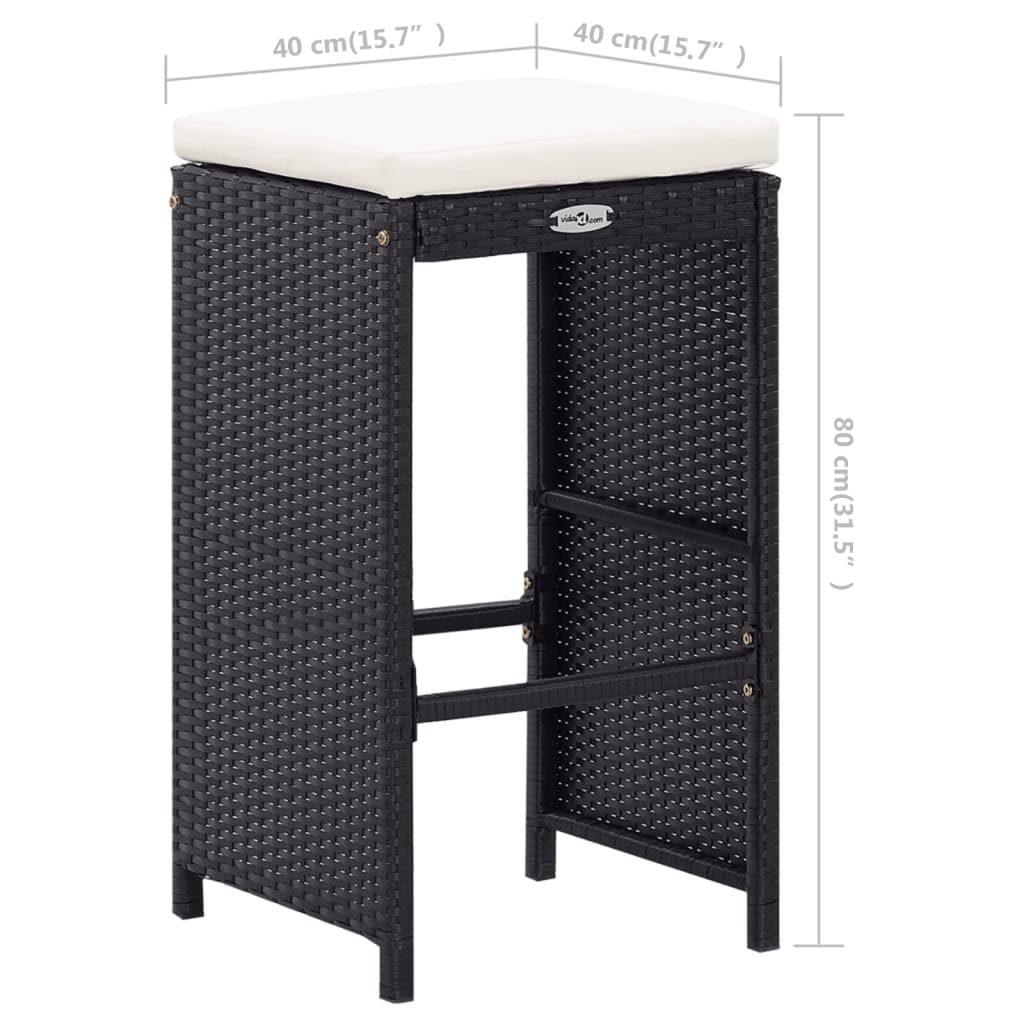 9 Piece Patio Bar Set Poly Rattan Black
