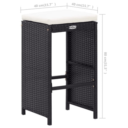 9 Piece Patio Bar Set Poly Rattan Black