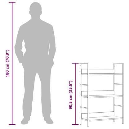 3-Layer Book Shelf Black 60x27.6x90.5 cm Engineered Wood